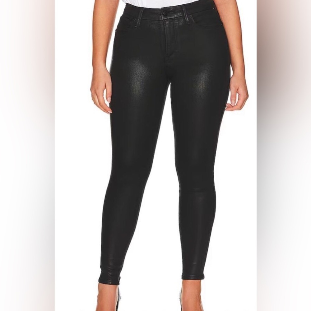 Plus Sized 20 Good American Good Legs Coated Black Jeans